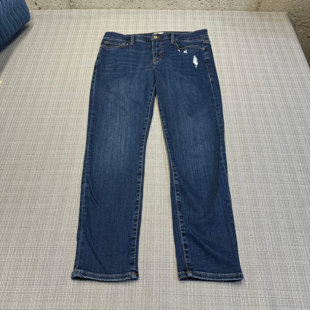 FRAME Le Garcon Jeans Womens‎ Size 28 Dublin Grind Dark Wash Slight Distress